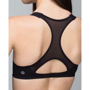 LULULEMON ITTY BRACER BLACK SPORTS BRA MESH RUN